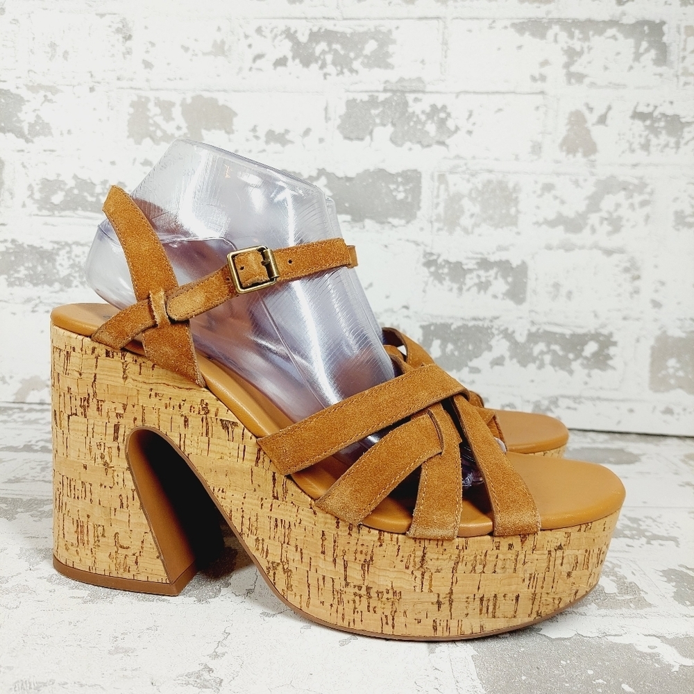 New Free People LisbonTan Leather Mary Jane Platform Sandal O414 - Picture 6 of 13
